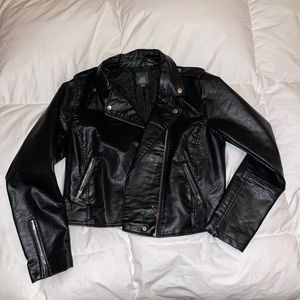 Faux Cropped Black Leather Jacket